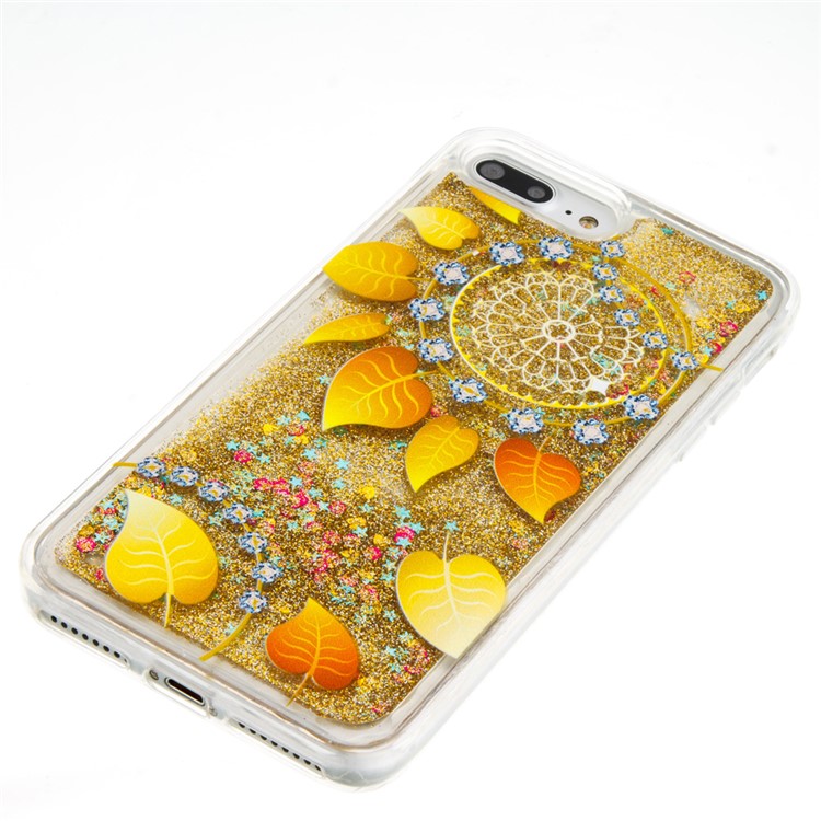 Fluid Glitter Sequins TPU Case for iPhone 7 Plus - Leaves and Dream Catcher-3