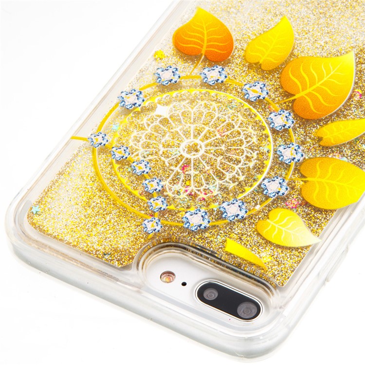 Fluid Glitter Sequins TPU Case for iPhone 7 Plus - Leaves and Dream Catcher-4