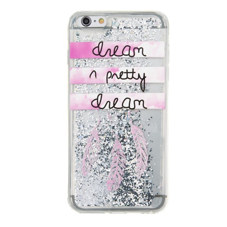 Patterned Floating Sequins TPU Liquid Cover for iPhone 6S Plus/6 Plus - Black / Quote-2