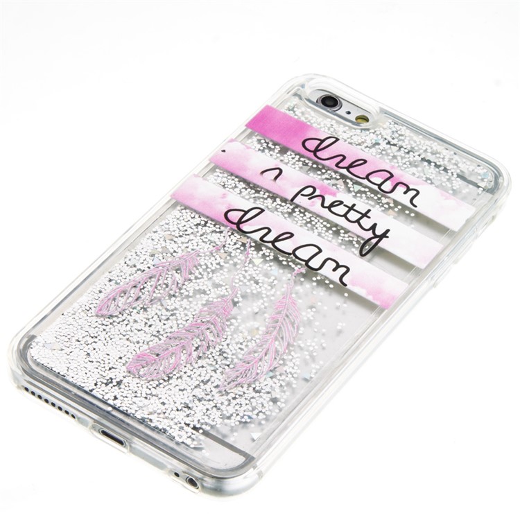 Patterned Floating Sequins TPU Liquid Cover for iPhone 6S Plus/6 Plus - Black / Quote-4