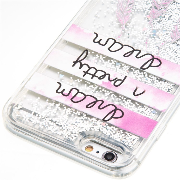 Patterned Floating Sequins TPU Liquid Cover for iPhone 6S Plus/6 Plus - Black / Quote-5