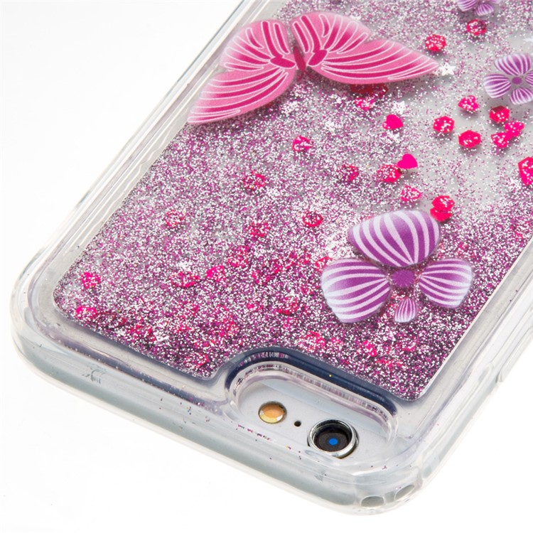 Fluid Flash Sequins TPU Phone Case for iPhone 6s 6 - Butterfly and Flowers-4