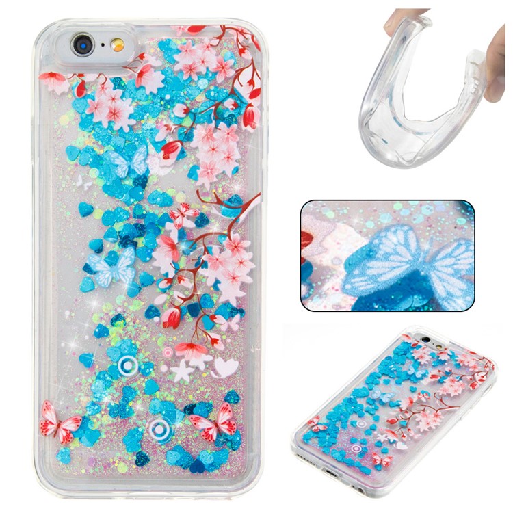 

Floating Flash Sequins TPU Phone Cover for iPhone 6s 6 - Pretty Butterfly and Flowers