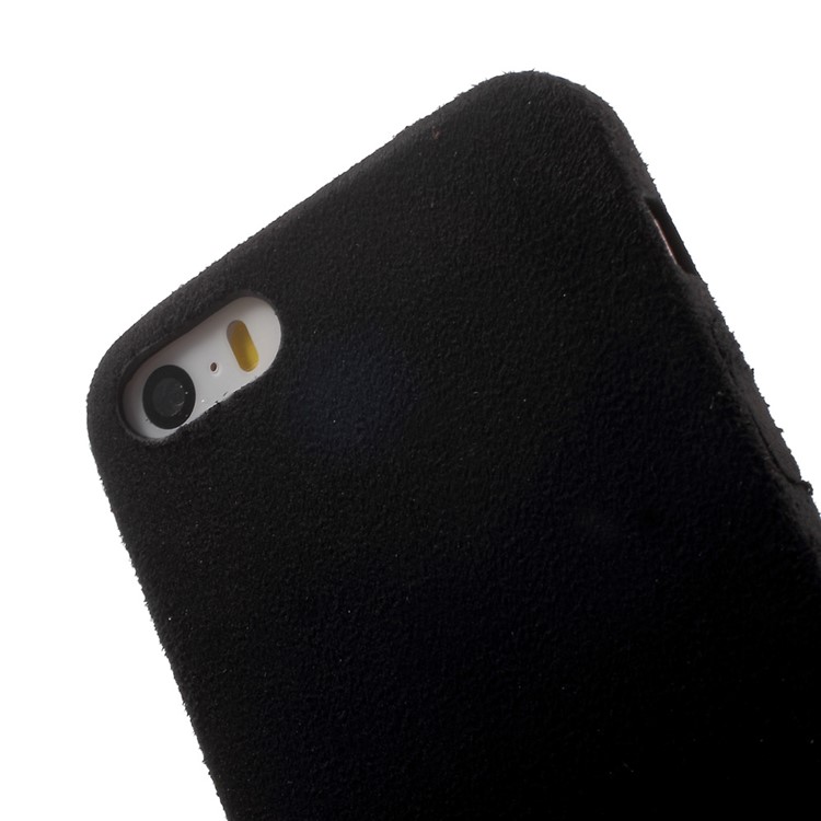 Anti-scratch Suede Skin PP Case for iPhone SE/5s/5 - Black-5