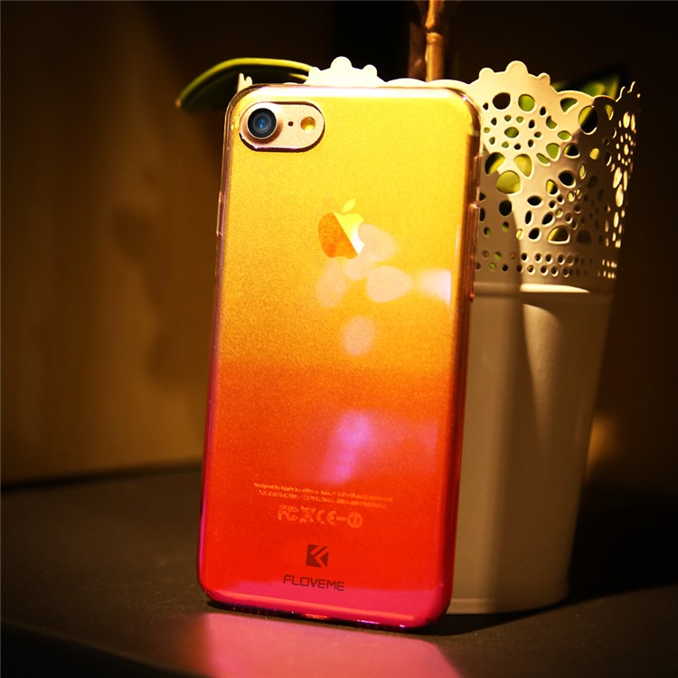 FLOVEME for iPhone 7 Gradient Color Plating PC Hard Case - Red-1