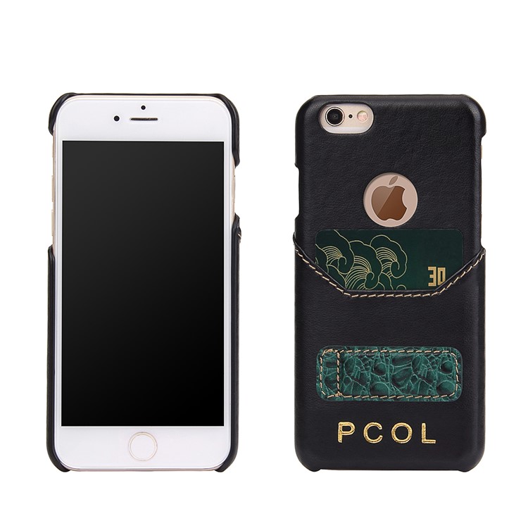 PCOL Nappa PU Leather Skin Hard Shell with Top-layer Cowhide Kickstand for iPhone 6s/6 4.7-1