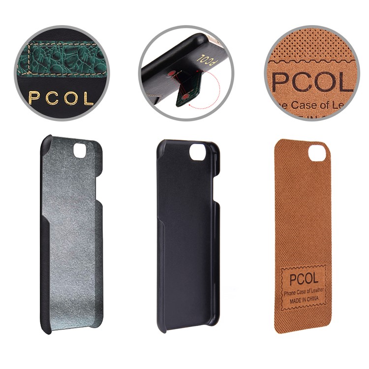 PCOL Nappa PU Leather Skin Hard Shell with Top-layer Cowhide Kickstand for iPhone 6s/6 4.7-3