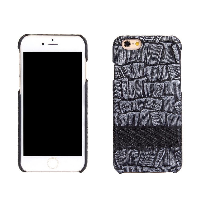 PCOL Shell & Woven Texture Top-layer Cowhide Leather PC Case for iPhone 6S Plus / 6 Plus 5.5 - Grey-1
