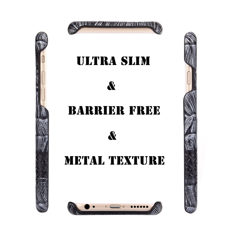 PCOL Shell & Woven Texture Top-layer Cowhide Leather PC Case for iPhone 6S Plus / 6 Plus 5.5 - Grey-2