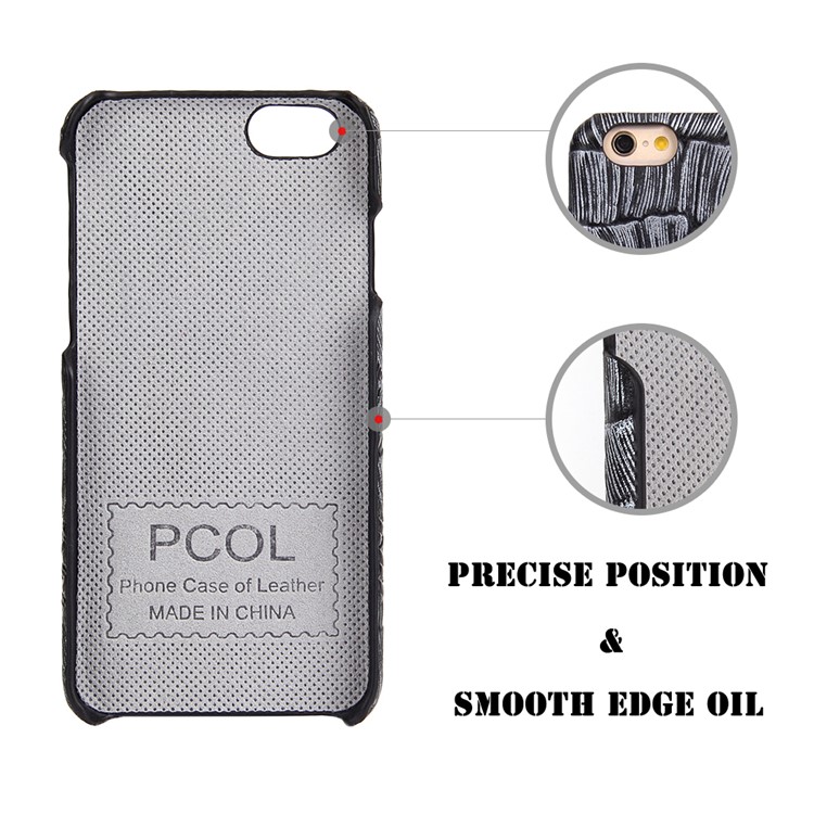 PCOL Shell & Woven Texture Top-layer Cowhide Leather PC Case for iPhone 6S Plus / 6 Plus 5.5 - Grey-4