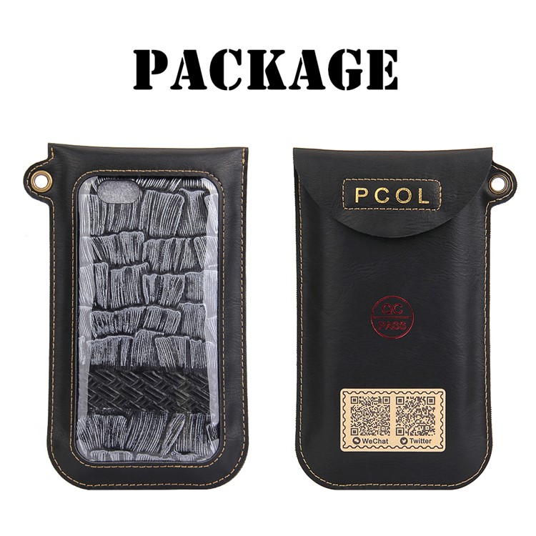PCOL Shell & Woven Texture Top-layer Cowhide Leather PC Case for iPhone 6S Plus / 6 Plus 5.5 - Grey-6