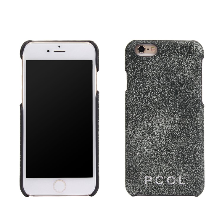 PCOL for iPhone 6s 6 Crack Texture Top-layer Cowhide Leather Skin PC Hard Phone Cover-1