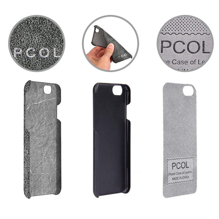 PCOL for iPhone 6s 6 Crack Texture Top-layer Cowhide Leather Skin PC Hard Phone Cover-3