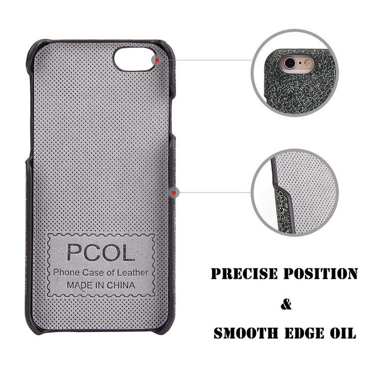 PCOL for iPhone 6s 6 Crack Texture Top-layer Cowhide Leather Skin PC Hard Phone Cover-4
