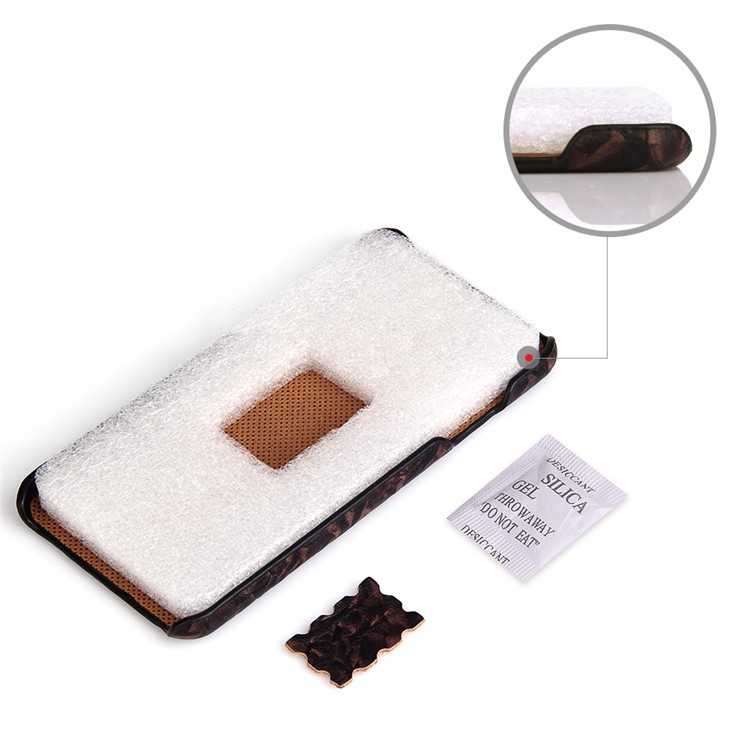 PCOL for iPhone 6s 6 Wilted Leaves Texture Top-layer Cowhide Genuine Leather Hard Back Case-5