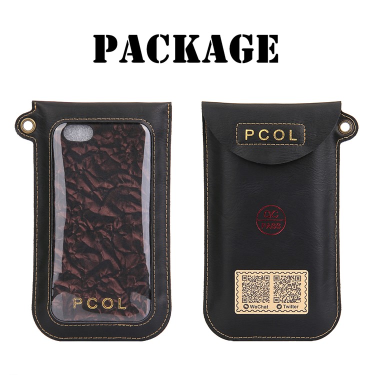 PCOL for iPhone 6s 6 Wilted Leaves Texture Top-layer Cowhide Genuine Leather Hard Back Case-6