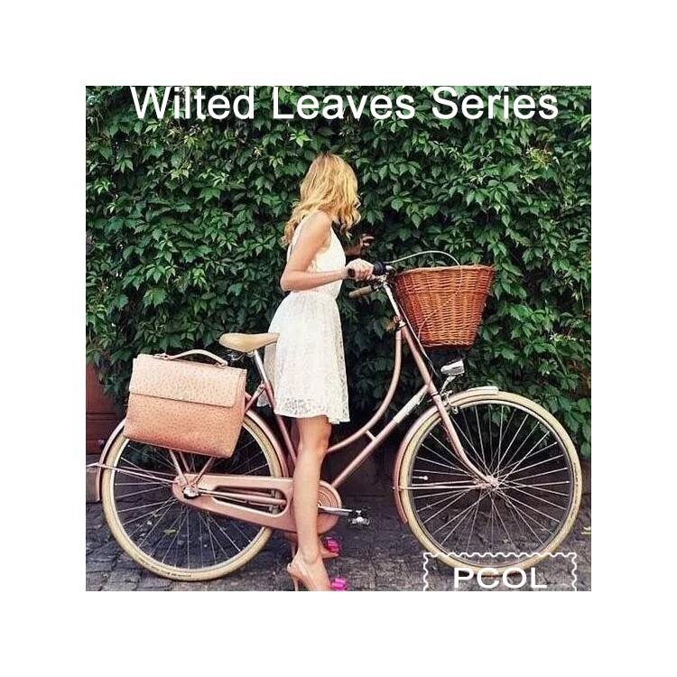 PCOL for iPhone 6s 6 Wilted Leaves Texture Top-layer Cowhide Genuine Leather Hard Back Case-8