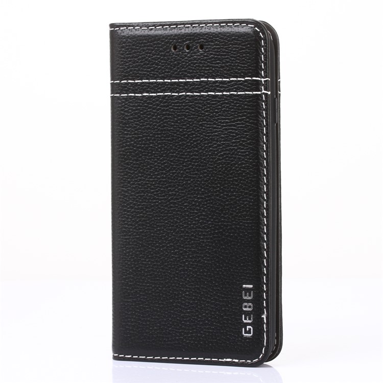 GEBEI Card Holder Genuine Leather Case for iPhone 7 - Black-1