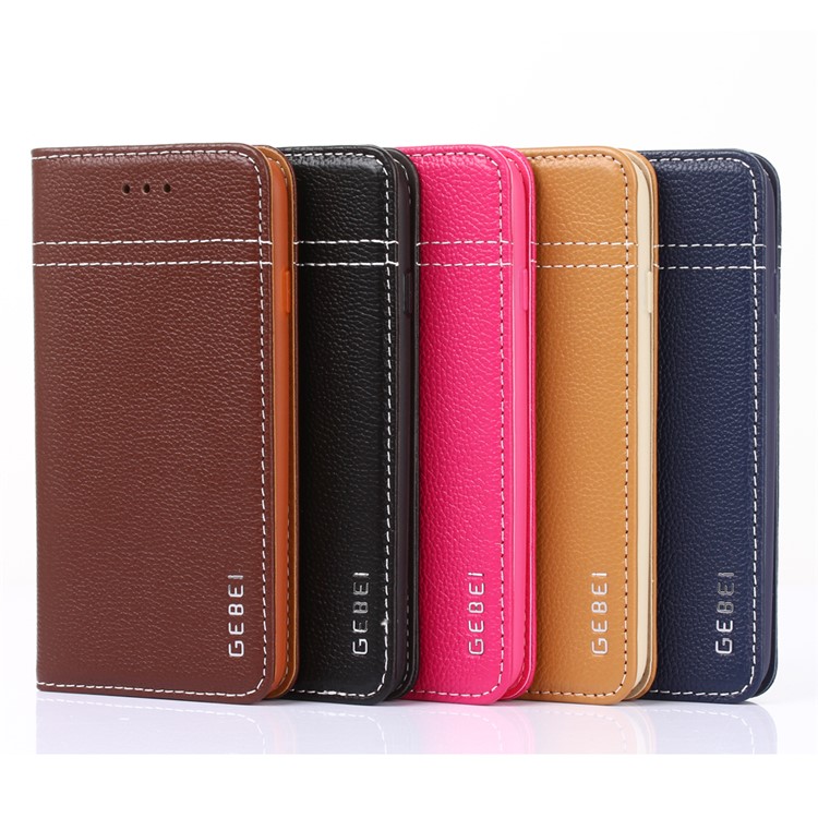 GEBEI Card Holder Genuine Leather Case for iPhone 7 - Black-3
