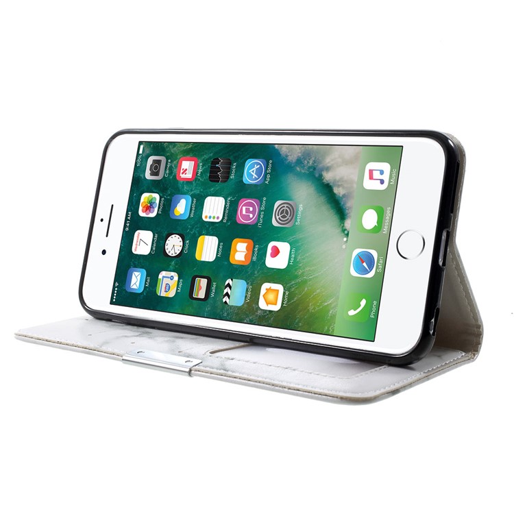 Marmor Textur Leder Brieftasche Flip Abdeckung Für Iphone 6s 6 - Grau-3