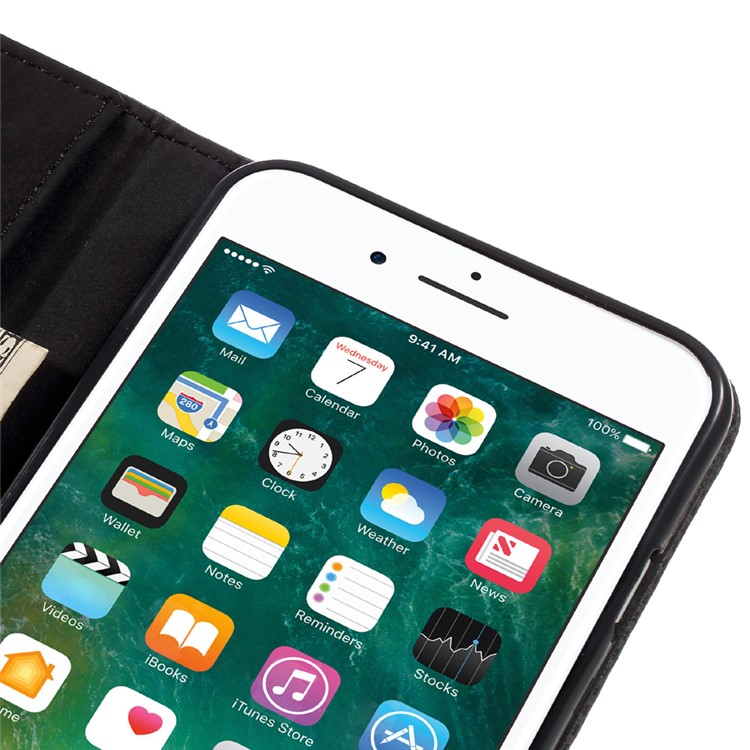 Contrast Color Leather Case Wallet Stand for iPhone 6s/6 4.7 Inch - Black-12