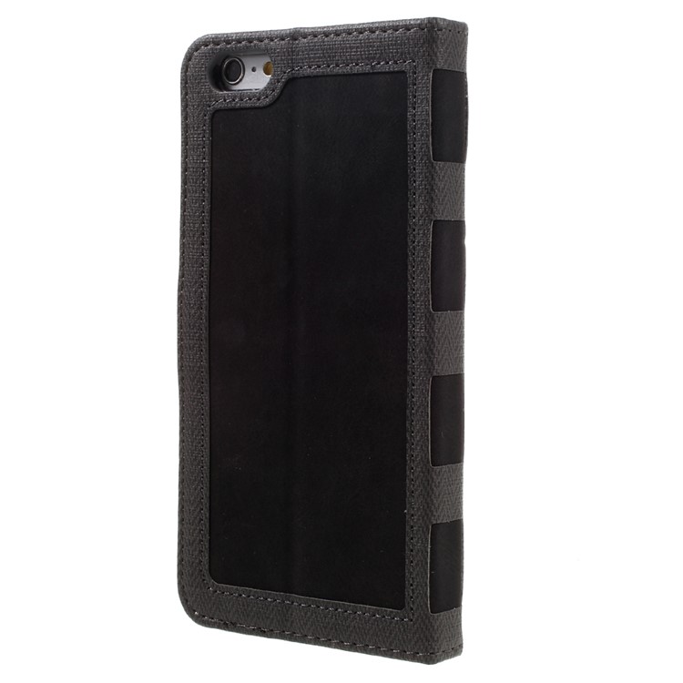 Contrast Color Leather Case Wallet Stand for iPhone 6s/6 4.7 Inch - Black-3
