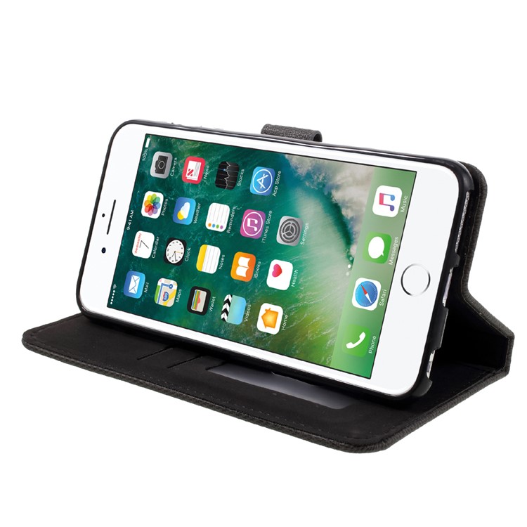 Contrast Color Leather Case Wallet Stand for iPhone 6s/6 4.7 Inch - Black-5