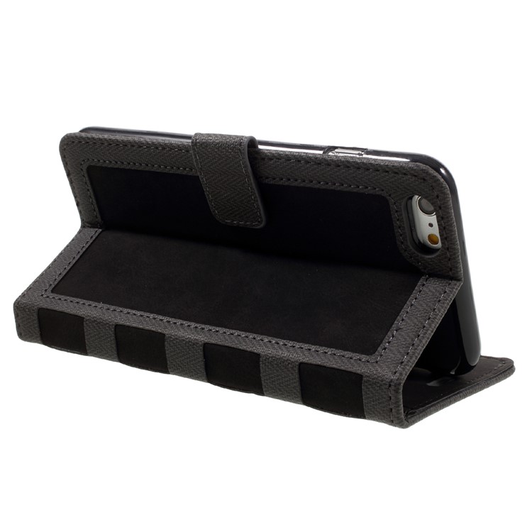 Contrast Color Leather Case Wallet Stand for iPhone 6s/6 4.7 Inch - Black-6