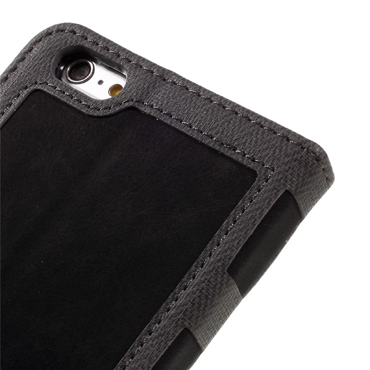 Contrast Color Leather Case Wallet Stand for iPhone 6s/6 4.7 Inch - Black-9