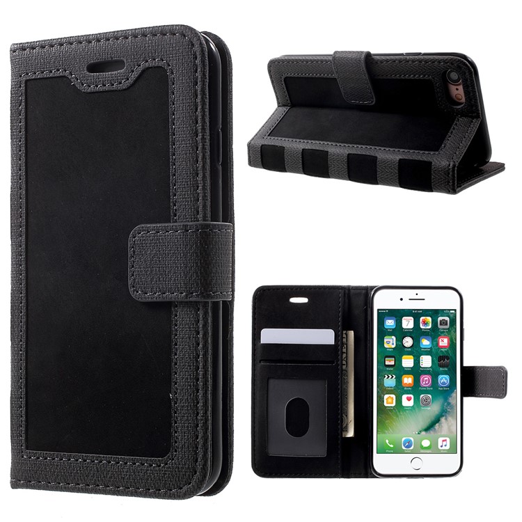 Notebook Style Leather Wallet Stand Case for Apple iPhone 7 2016 - Black-1