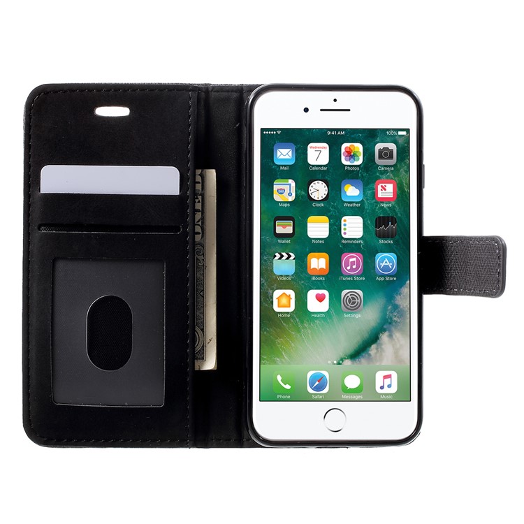 Notebook Style Leather Wallet Stand Case for Apple iPhone 7 2016 - Black-5