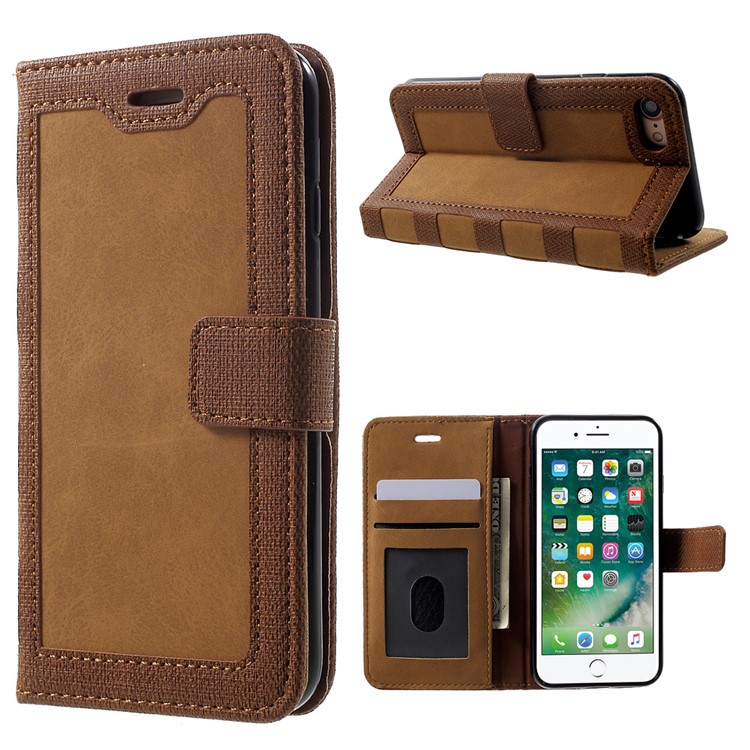 Notebook Style Leather Wallet Folio Phone Case for iPhone 7 4.7 inch - Brown-1