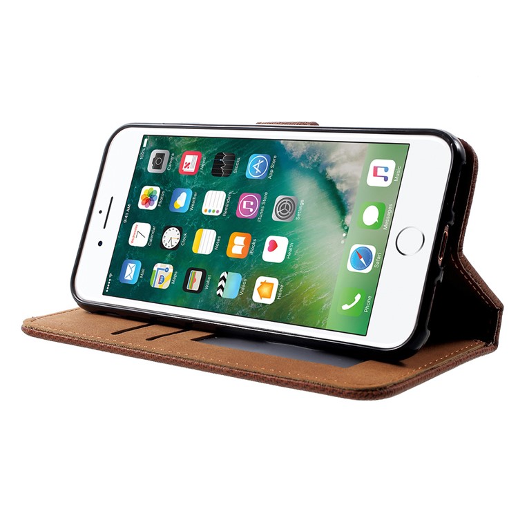 Notebook Style Leather Wallet Folio Phone Case for iPhone 7 4.7 inch - Brown-3