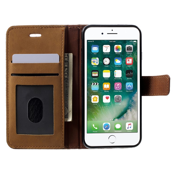 Notebook Style Leather Wallet Folio Phone Case for iPhone 7 4.7 inch - Brown-5