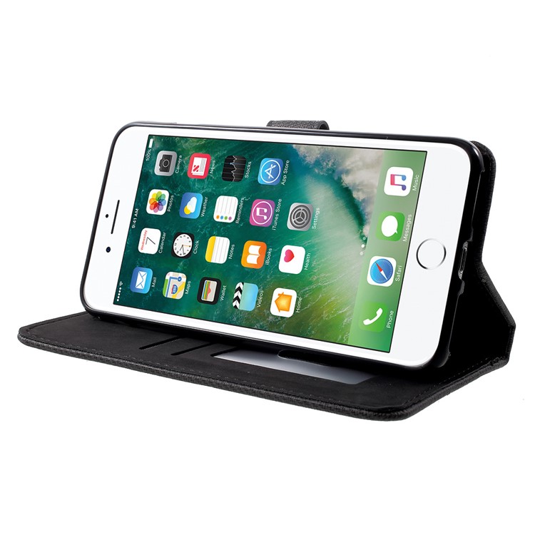 Notebook Style Leather Wallet Stand Case for Apple iPhone 7 Plus 2016 - Black-3