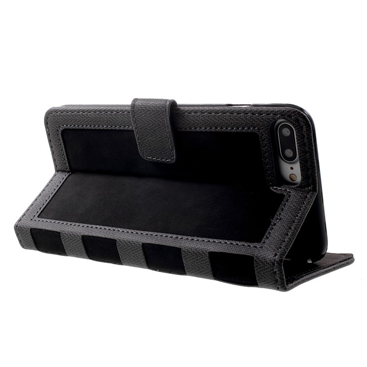 Notebook Style Leather Wallet Stand Case for Apple iPhone 7 Plus 2016 - Black-4