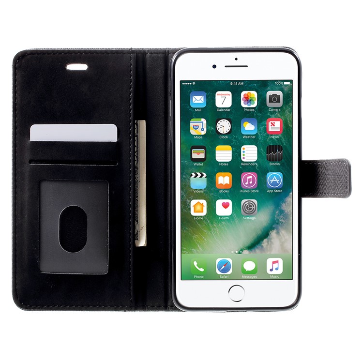 Notebook Style Leather Wallet Stand Case for Apple iPhone 7 Plus 2016 - Black-5