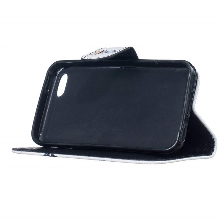 Pattern Printing Leather Wallet Stand Case with Wrist Strap for iPhone 5C - Fox Wearing Glasses-4