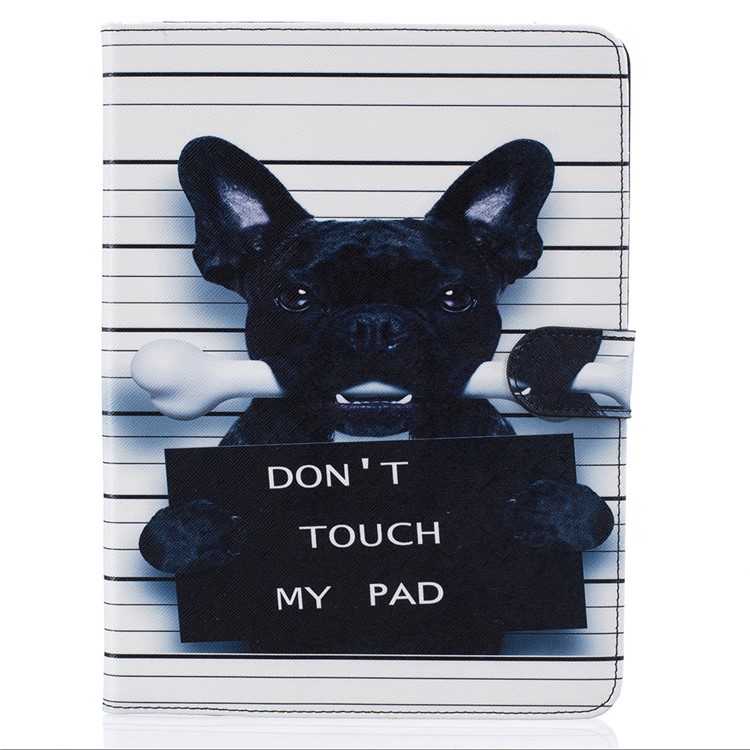 Patterned Leather Flip Wallet Cover for iPad Air 2 - Dog and Dot Not Touch My Pad-1