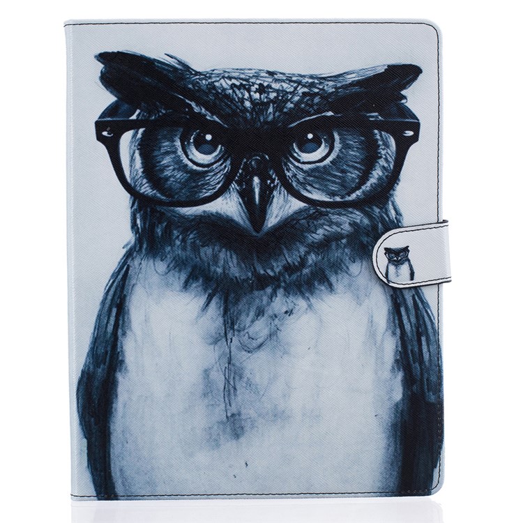 Pattern Printing Leather Wallet Stand Tablet Case for iPad 4 / 3 / 2 - Owl Wearing Glasses-1