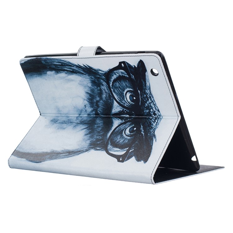 Pattern Printing Leather Wallet Stand Tablet Case for iPad 4 / 3 / 2 - Owl Wearing Glasses-3