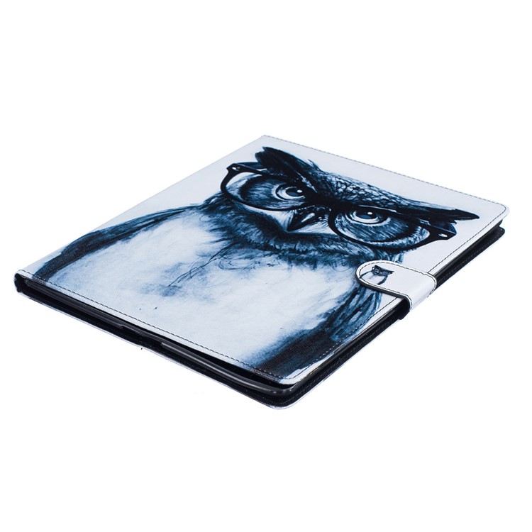 Pattern Printing Leather Wallet Stand Tablet Case for iPad 4 / 3 / 2 - Owl Wearing Glasses-5