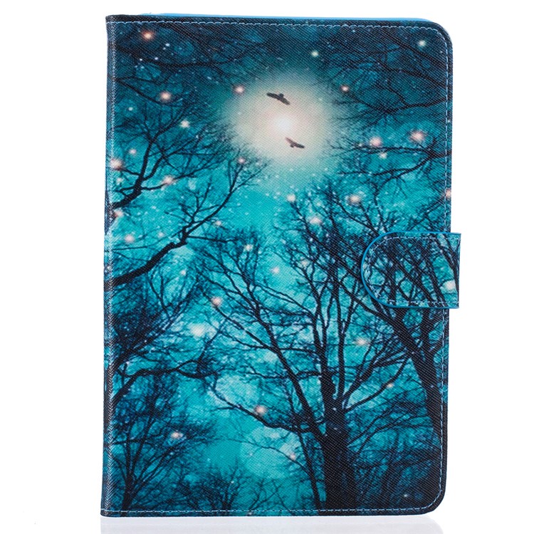 Pattern Printing Leather Wallet Stand Tablet Case for iPad Mini 4 - Dark Night and Birds-1