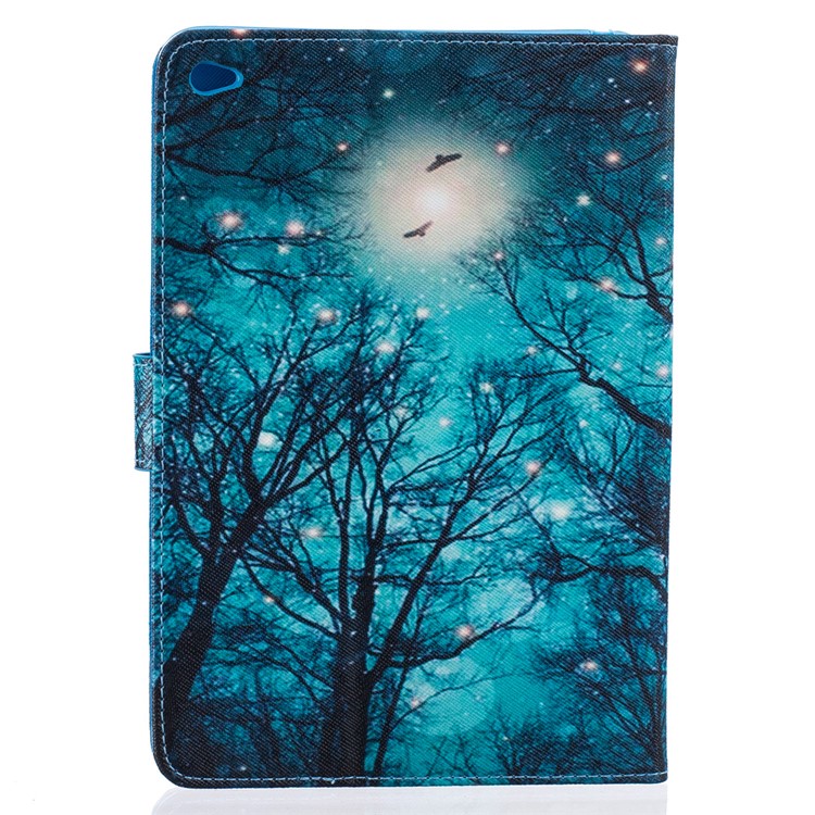 Pattern Printing Leather Wallet Stand Tablet Case for iPad Mini 4 - Dark Night and Birds-2