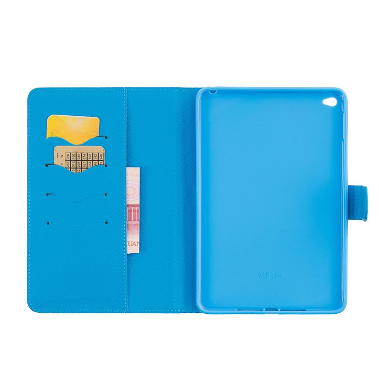 Pattern Printing Leather Wallet Stand Tablet Case for iPad Mini 4 - Dark Night and Birds-6