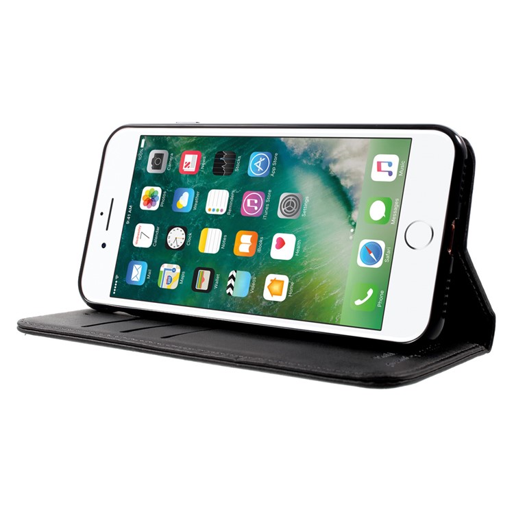 PU Leather Wallet Stand Case for Apple iPhone 7 2016 - Black-3