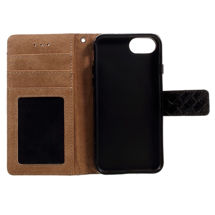 Textured Wallet Stand Leather Folio Phone Case for iPhone 6s / 6 - Woven Texture / Black-12