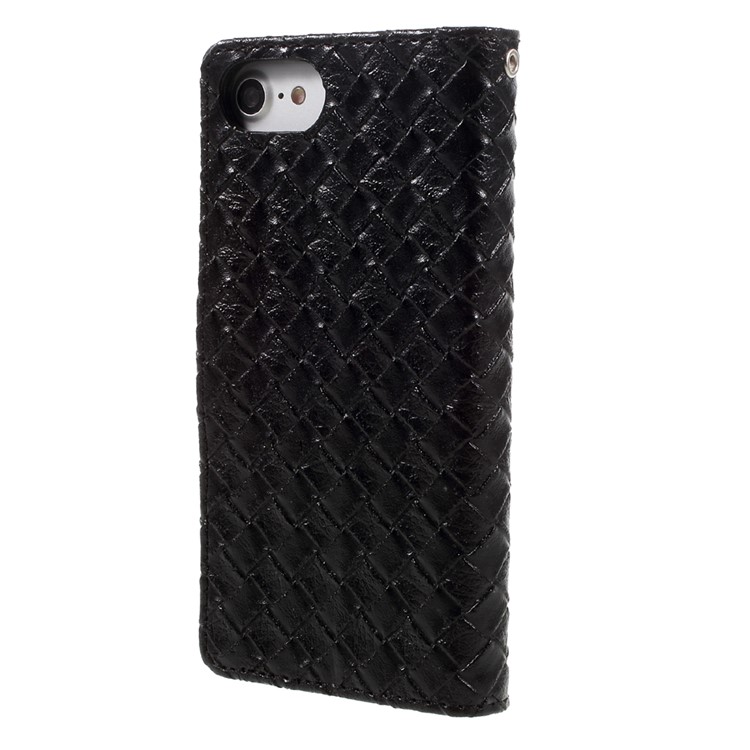 Textured Wallet Stand Leather Folio Phone Case for iPhone 6s / 6 - Woven Texture / Black-2