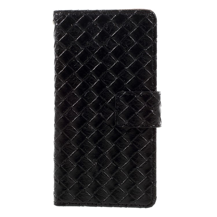 Textured Wallet Stand Leather Folio Phone Case for iPhone 6s / 6 - Woven Texture / Black-3