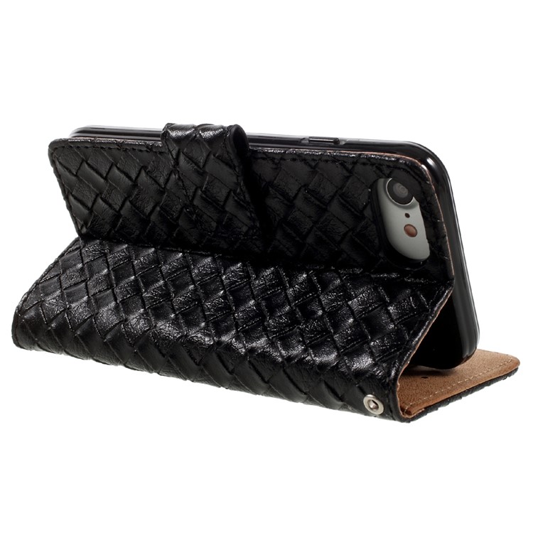 Textured Wallet Stand Leather Folio Phone Case for iPhone 6s / 6 - Woven Texture / Black-5